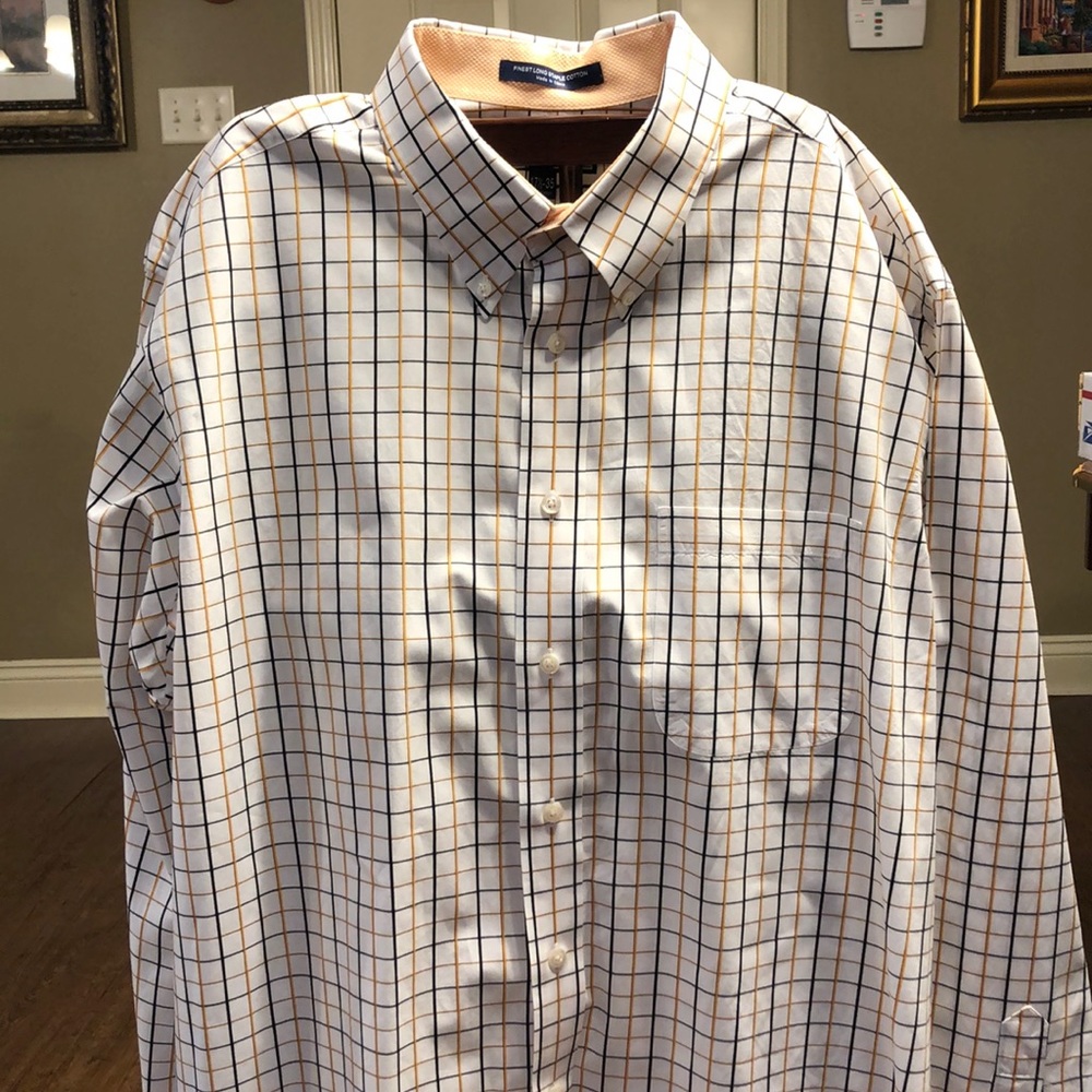 Paul Fredrick dress shirt.  17.5 with a 35 sleeve length.  100% cotton.